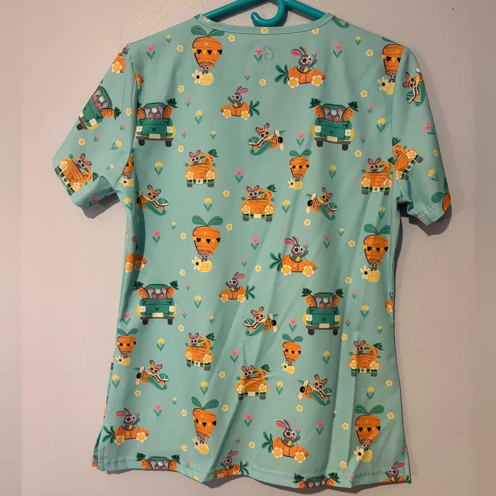 Easter Bunny Print Scrub Top - Picture 2 of 3